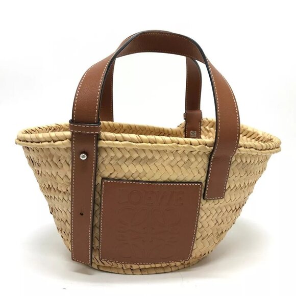 LOEWE 327.02.S93 anagram Basket Bag Small Hand Bag Raffia Beige - Picture 1 of 13